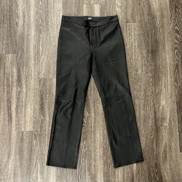 REM Garson Black Leather Biker Pants Bootcut Low Rise Size 8 Moto - Picture 13 of 16